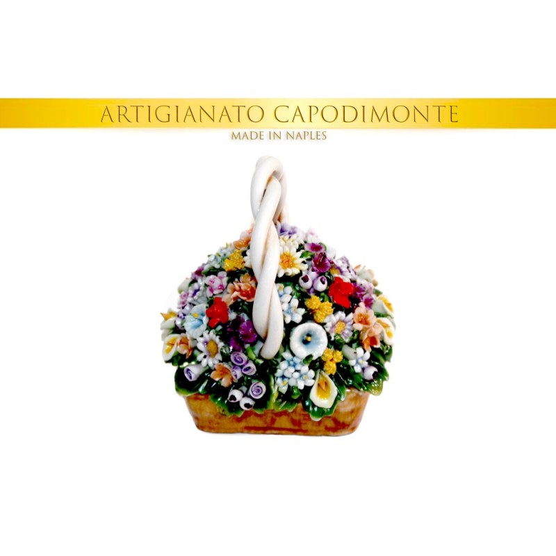 O/32 CESTINO RETTANGOLARE CON MANICO DECORATO CON MINUZIOSI FIORELLINI ASSORTITI