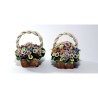 O/32 CESTINO RETTANGOLARE CON MANICO DECORATO CON MINUZIOSI FIORELLINI ASSORTITI