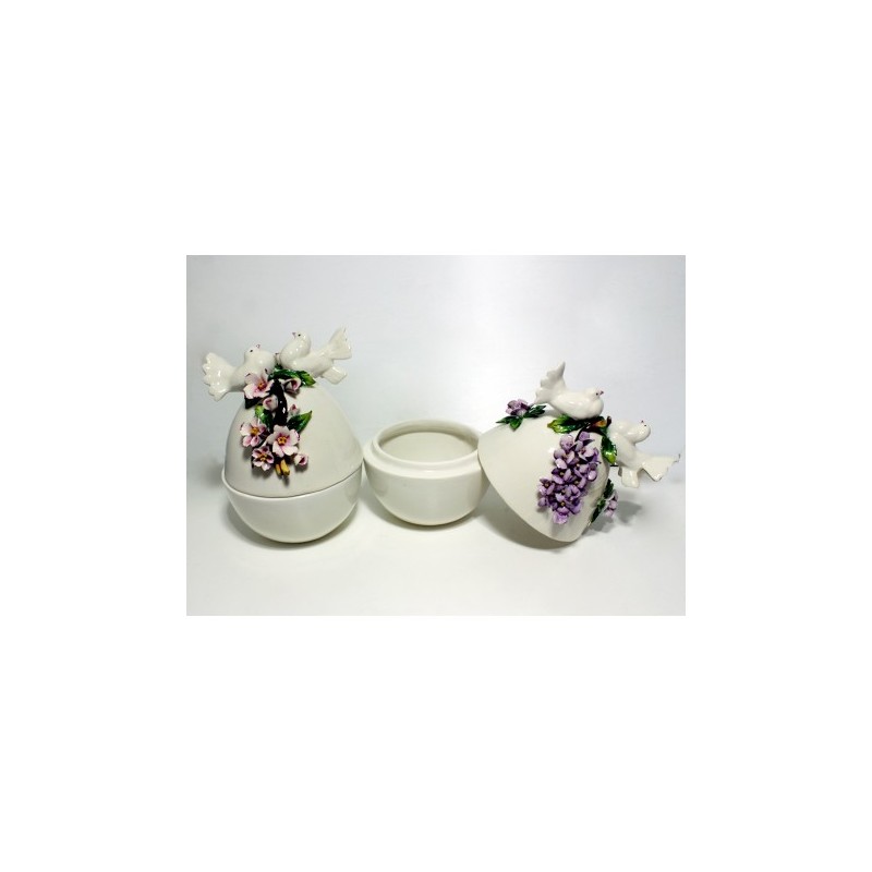 UOVA PORTAGIOIE DECORATE CON COLOMBE E FIORI ASSORTITI