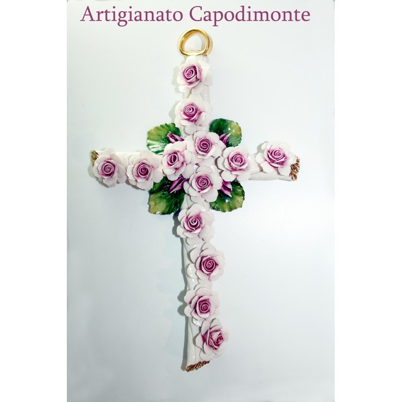 CROCE CON DECORO DI ROSE