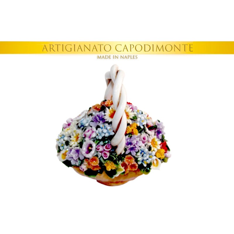 CESTINO CON MANICO DECORATO CON MINUZIOSI FIORELLINI ASSORTITI