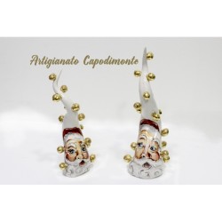 CORNI CON BABBO NATALE DIPINTO A MANO E PALLINE IN ORO
