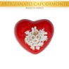 CUORE ROSSO CON FIORI BIANCHI E ORO