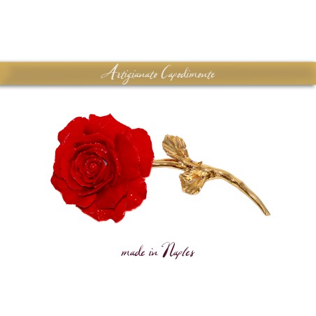 ROSA ROSSA CON STELO IN ORO